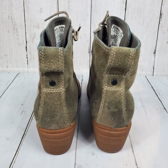 Sorel Toronto Wedge Boots Ankle Bootie Green Suede Lace Up Womens Size 6 NL2115 main image 9